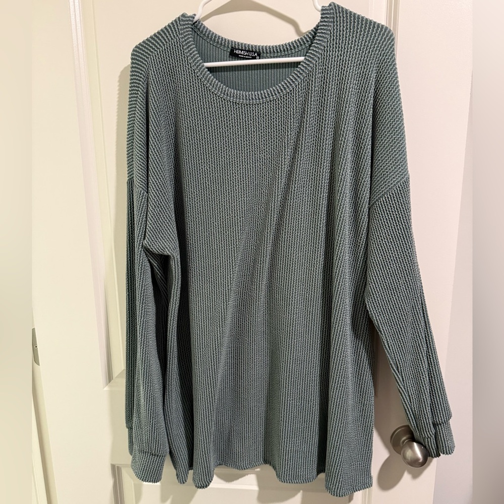 HEIMISH USA Green Crew Neck Sweater Soft Knit Relaxed Fit